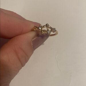 Gold and Silver Starburst Ring Size 6